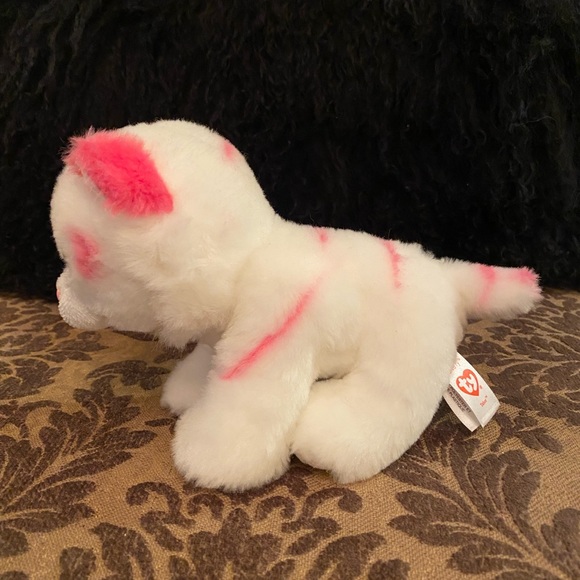 Ty Tabor the Pink & White Tiger Beanie Baby - Picture 3 of 3